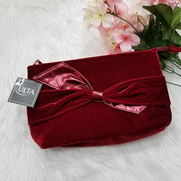 Ulta Beauty Handbags - ULTA BEAUTY Burgundy Color Velvet Makeup Cosmetic Bag.